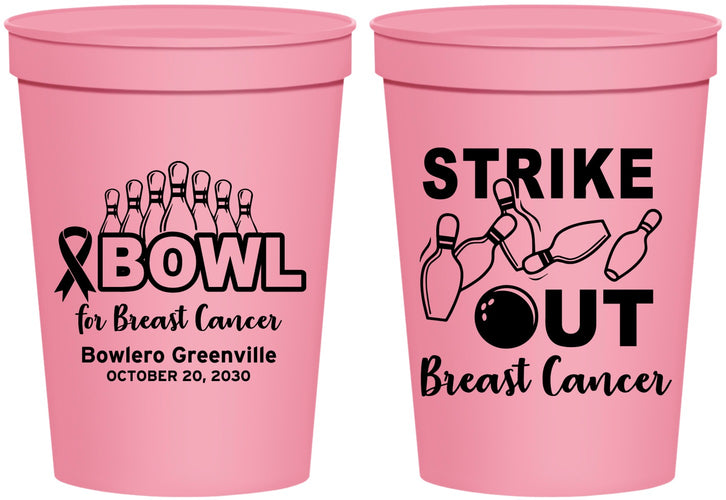 Personalized Awareness 16 oz Stadium Cups - Bowling Strike Out | 230015