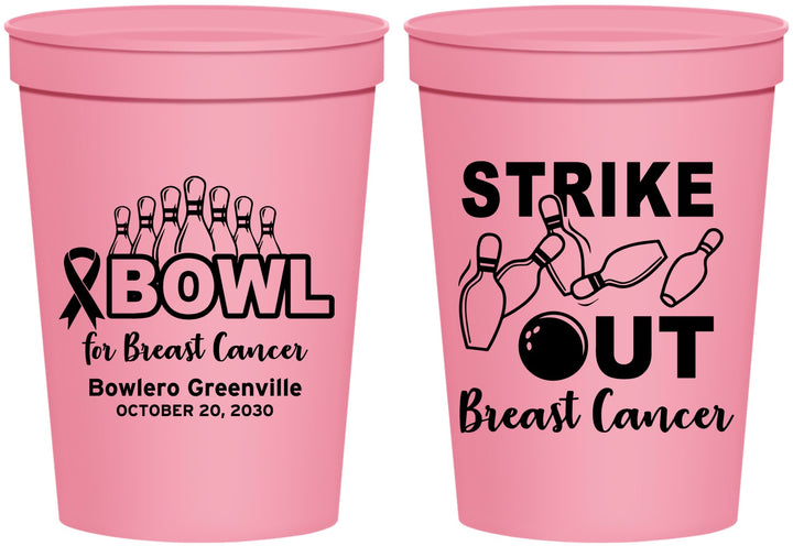 Personalized Awareness 16 oz Stadium Cups - Bowling Strike Out | 230015