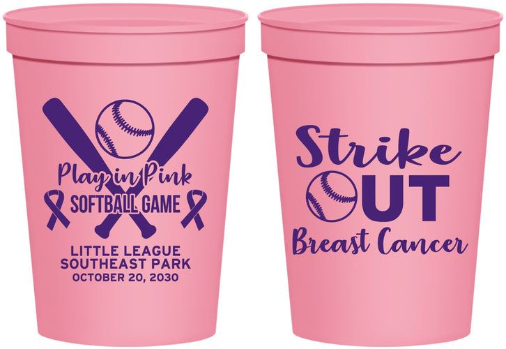 Personalized Awareness 16 oz Stadium Cups - Baseball Strick Out | 230016