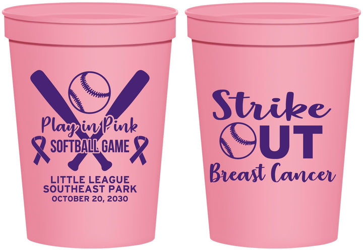 Personalized Awareness 16 oz Stadium Cups - Baseball Strick Out | 230016