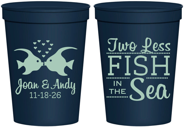Personalized Wedding 16 oz Stadium Cups - Two Less Fish In The Sea | 231