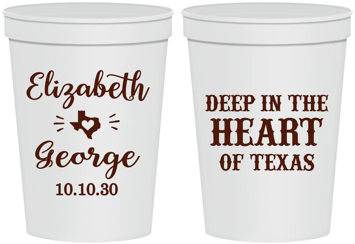 Personalized Wedding 16 oz Stadium Cups - Deep In The Heart Of Texas | 237
