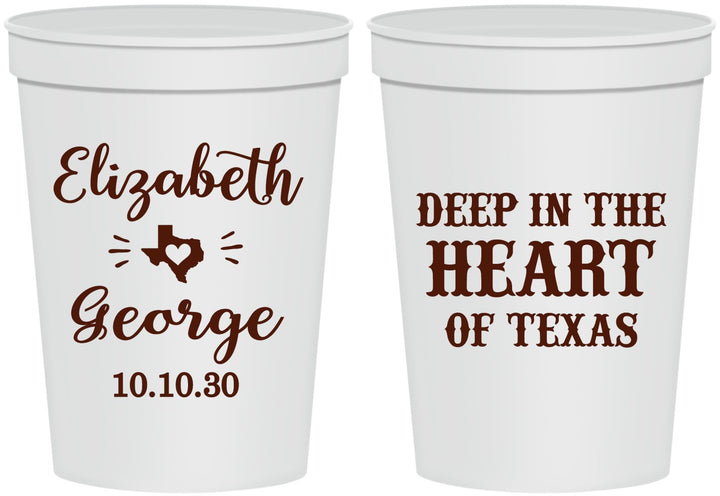 Personalized Wedding 16 oz Stadium Cups - Deep In The Heart Of Texas | 237