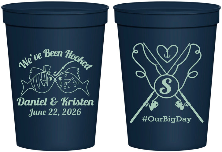 Personalized Wedding 16 oz Stadium Cups - Been Hooked Fishing | 238