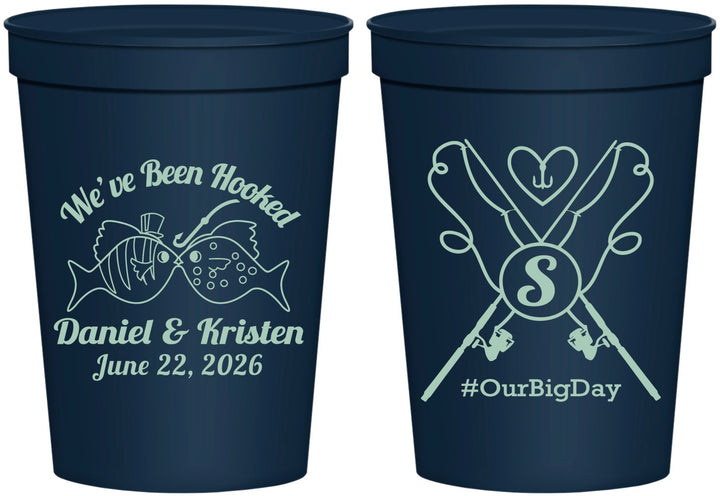 Personalized Wedding 16 oz Stadium Cups - Been Hooked Fishing | 238