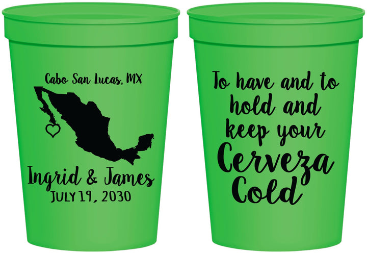Personalized Wedding 16 oz Stadium Cups - Cerveza Mexico | 240