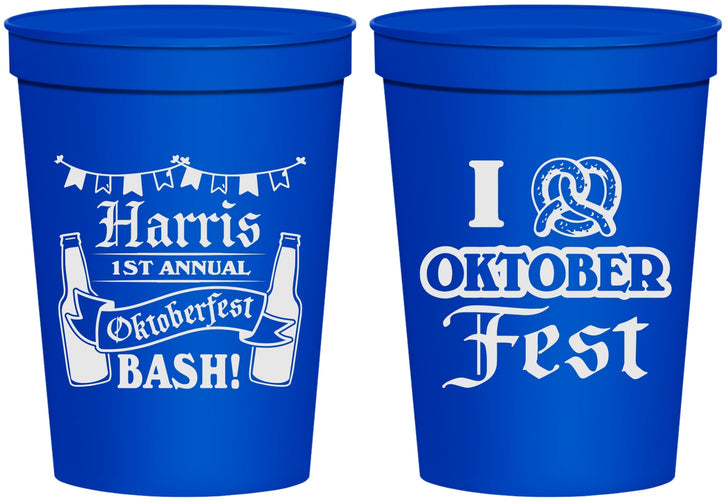Personalized Oktoberfest 16 oz Stadium Cups - Pretzel | 240009