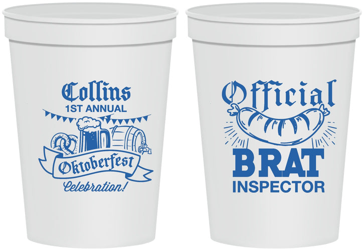 Personalized Oktoberfest 16 oz Stadium Cups - Brat Inspector | 240011