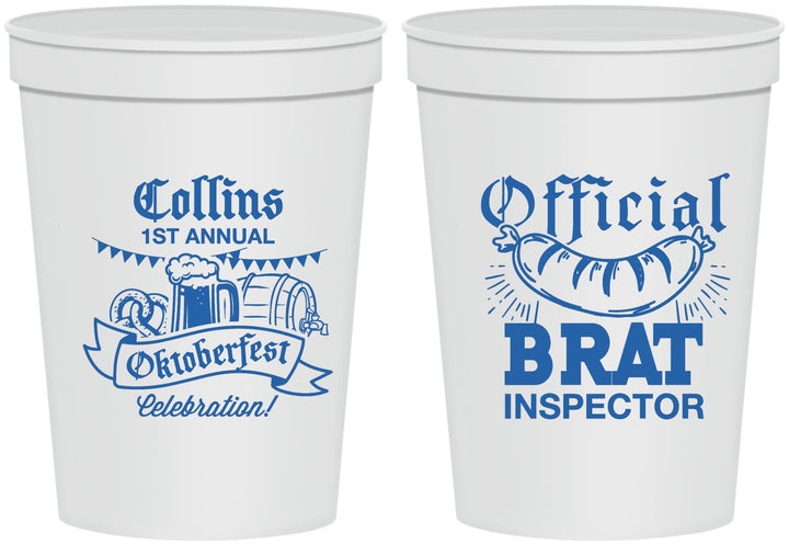 Personalized Oktoberfest 16 oz Stadium Cups - Brat Inspector | 240011