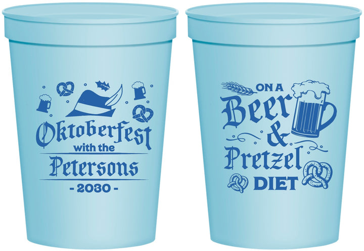 Personalized Oktoberfest 16 oz Stadium Cups - Pretzel | 240012