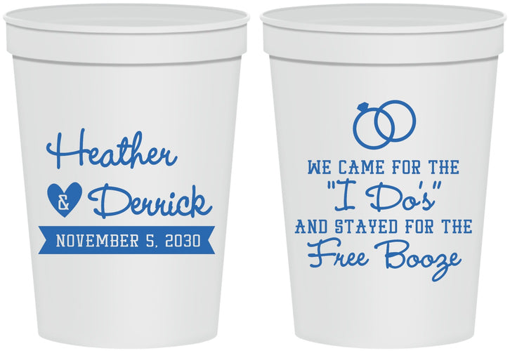 Personalized Wedding 16 oz Stadium Cups - I Do Free Booze | 243