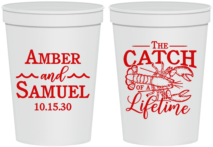 Personalized Wedding 16 oz Stadium Cups - Catch Of A Lifetime Lobster | 245