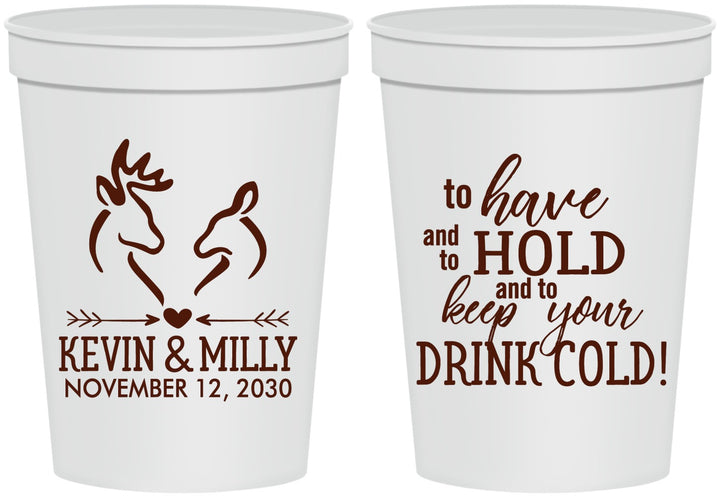 Personalized Wedding 16 oz Stadium Cups - To Have And To Hold | 250