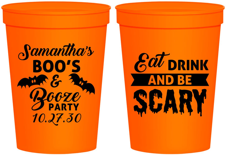 Personalized Halloween 16 oz Stadium Cups - Boo Booze Scary | 250000