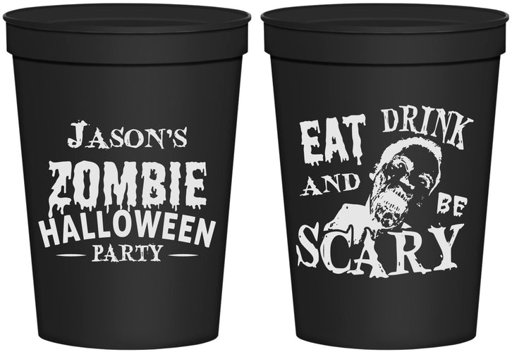 Personalized Halloween 16 oz Stadium Cups - Eat Drink Be Scary | 250003