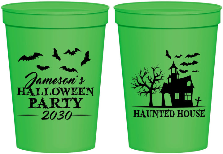 Personalized Halloween 16 oz Stadium Cups - Haunted House | 250006