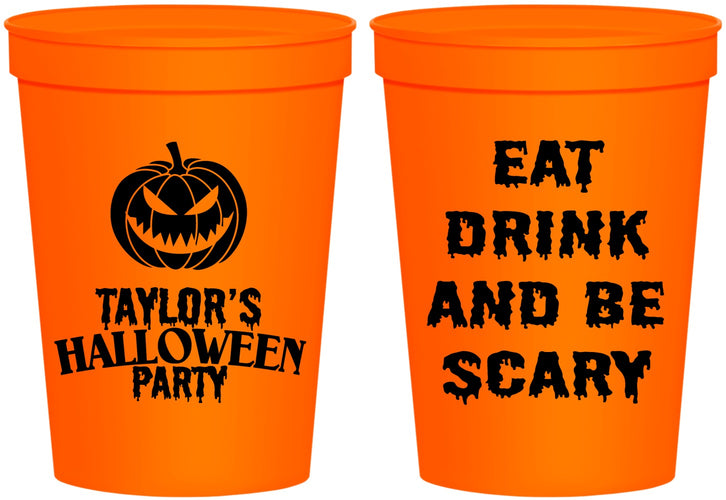 Personalized Halloween 16 oz Stadium Cups - Scary Pumpkin | 250008
