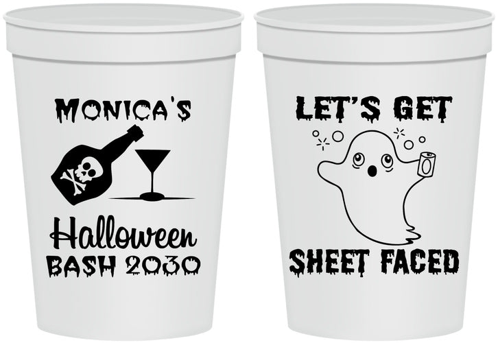 Personalized Halloween 16 oz Stadium Cups - Ghost Sheet Faced | 250009