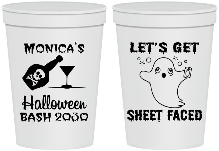 Personalized Halloween 16 oz Stadium Cups - Ghost Sheet Faced | 250009