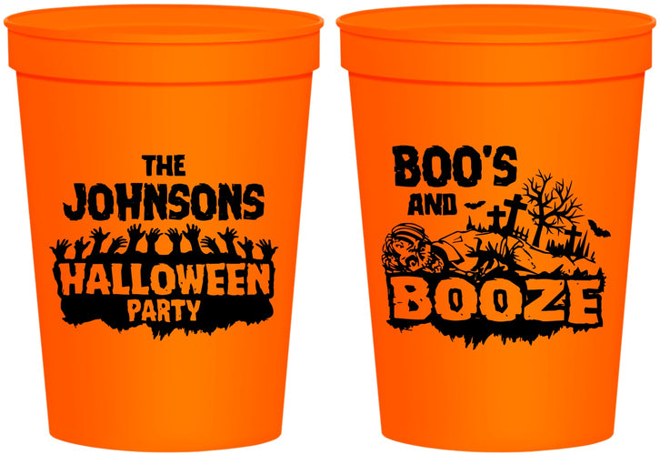 Personalized Halloween 16 oz Stadium Cups - Boos And Booze | 250012