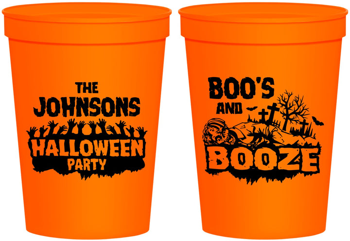 Personalized Halloween 16 oz Stadium Cups - Boos And Booze | 250012