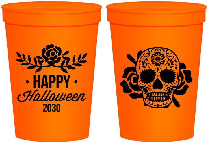 Personalized Halloween 16 oz Stadium Cups - Sugar Skull | 250020