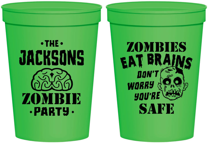 Personalized Halloween 16 oz Stadium Cups - Zombie Brain | 250026