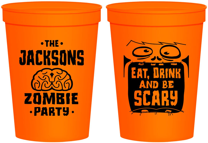 Personalized Halloween 16 oz Stadium Cups - Eat Drink Be Scary | 250028