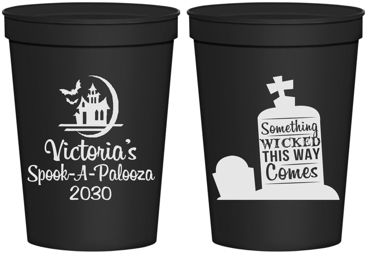 Personalized Halloween 16 oz Stadium Cups - Haunted House | 250031