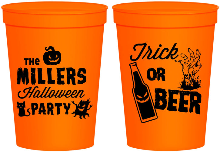 Personalized Halloween 16 oz Stadium Cups - Trick Or Beer | 250032