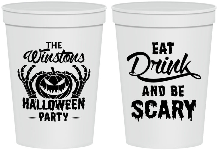 Personalized Halloween 16 oz Stadium Cups - Eat Drink Be Scary | 250033
