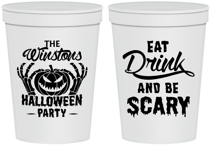 Personalized Halloween 16 oz Stadium Cups - Eat Drink Be Scary | 250033