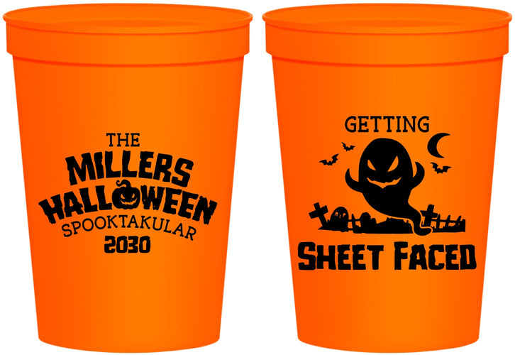 Personalized Halloween 16 oz Stadium Cups - Ghost Sheet Faced | 250040