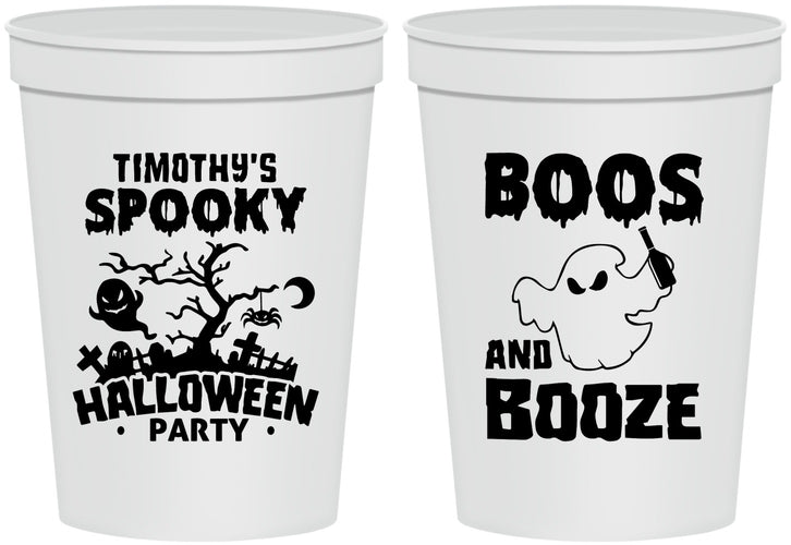 Personalized Halloween 16 oz Stadium Cups - Boos And Booze | 250041