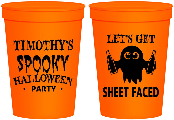 Personalized Halloween 16 oz Stadium Cups - Ghost Sheet Faced | 250044