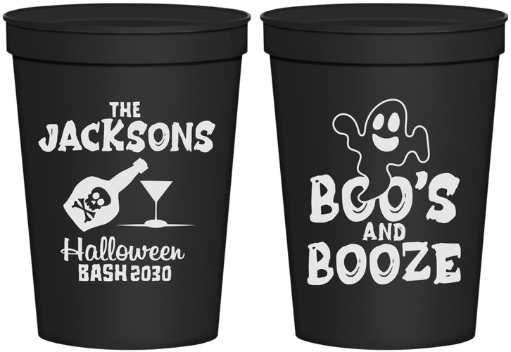 Personalized Halloween 16 oz Stadium Cups - Boos And Booze | 250047