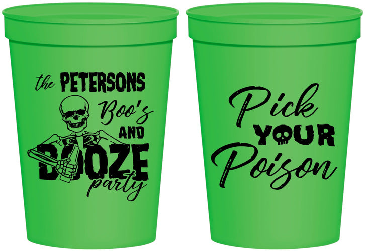 Personalized Halloween 16 oz Stadium Cups - Boos And Booze | 250054