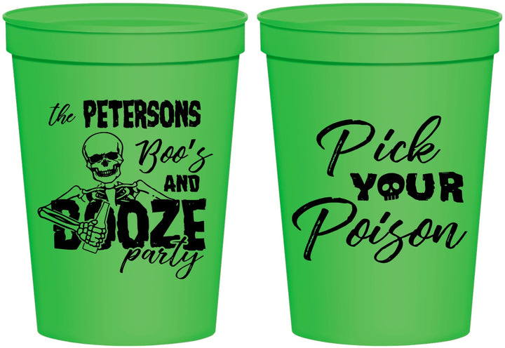 Personalized Halloween 16 oz Stadium Cups - Boos And Booze | 250054