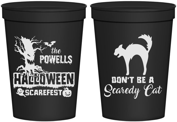 Personalized Halloween 16 oz Stadium Cups - Scaredy Cat | 250055