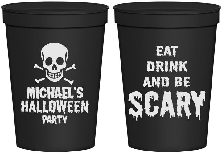 Personalized Halloween 16 oz Stadium Cups - Eat Drink Be Scary | 250059