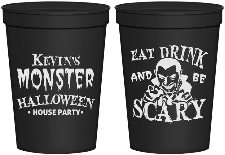 Personalized Halloween 16 oz Stadium Cups - Eat Drink Be Scary | 250063