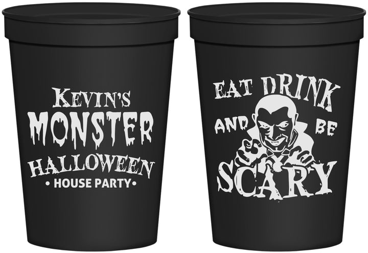 Personalized Halloween 16 oz Stadium Cups - Eat Drink Be Scary | 250063