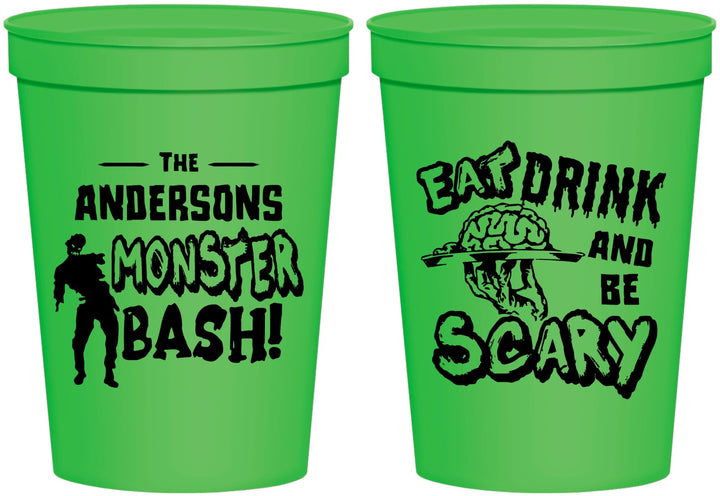 Personalized Halloween 16 oz Stadium Cups - Eat Drink Be Scary | 250070