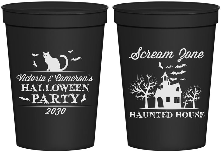 Personalized Halloween 16 oz Stadium Cups - Haunted House | 250071
