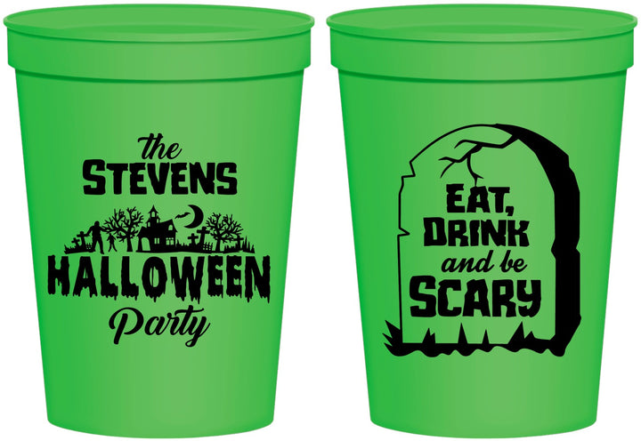 Personalized Halloween 16 oz Stadium Cups - Eat Drink Be Scary | 250074
