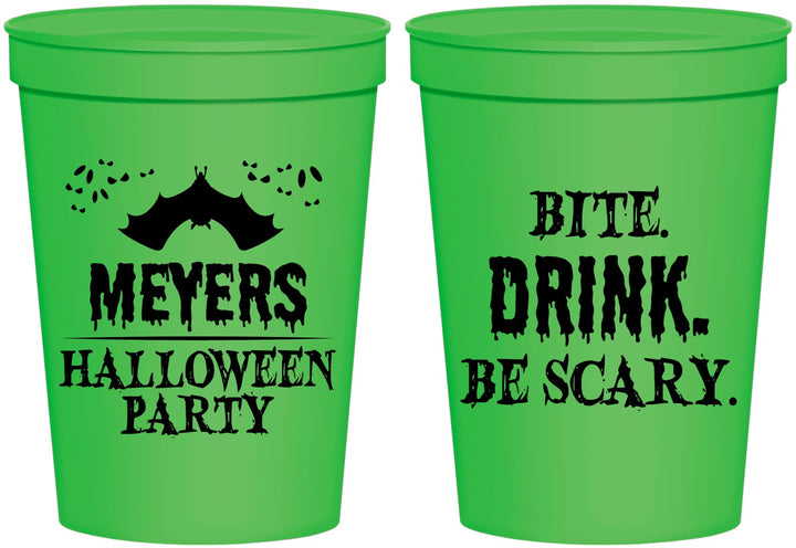 Personalized Halloween 16 oz Stadium Cups - Bite Drink Be Scary | 250082