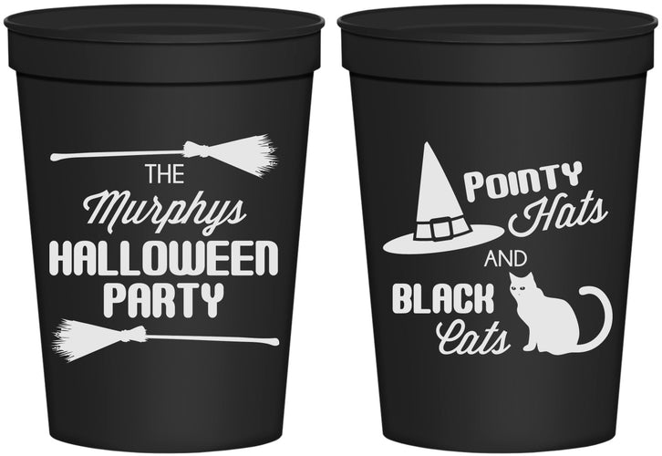 Personalized Halloween 16 oz Stadium Cups - Black Cats | 250087