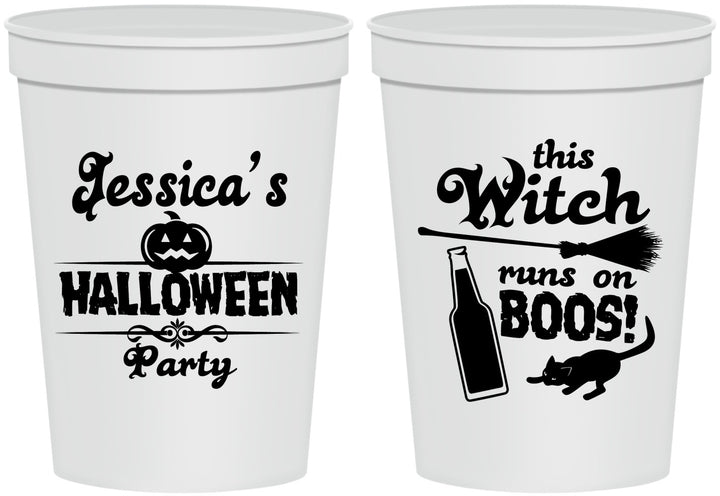 Personalized Halloween 16 oz Stadium Cups - Witch Boos | 250097