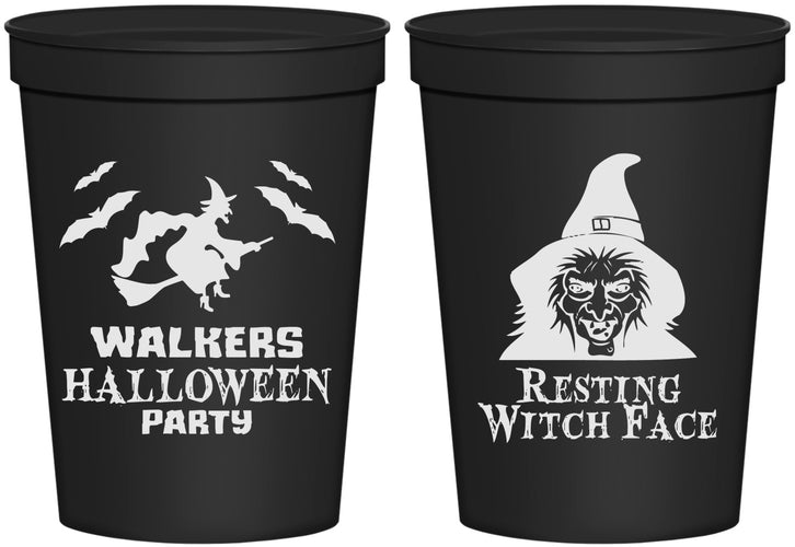 Personalized Halloween 16 oz Stadium Cups - Resting Witch Face | 250099