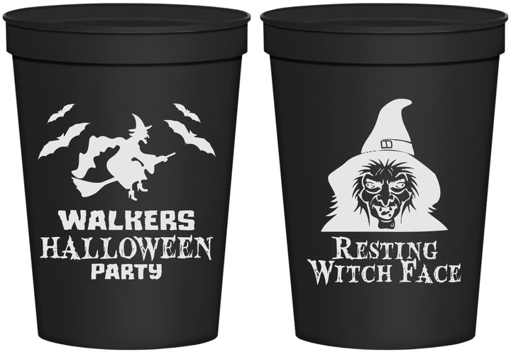 Personalized Halloween 16 oz Stadium Cups - Resting Witch Face | 250099